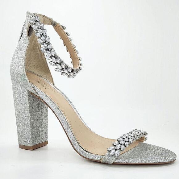 Jewel by Badgley Mischka Women's Silver Mayra Ankle Strap Evening Shoe Size 9.5